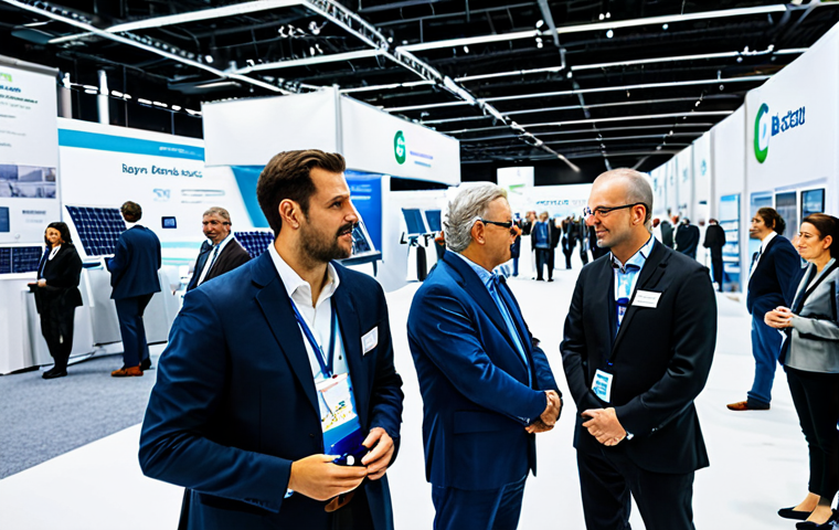환경보호 기술 관련 특허 동향 - **Energy Transition Expo:** A bustling expo hall showcasing innovative energy technologies like new ...