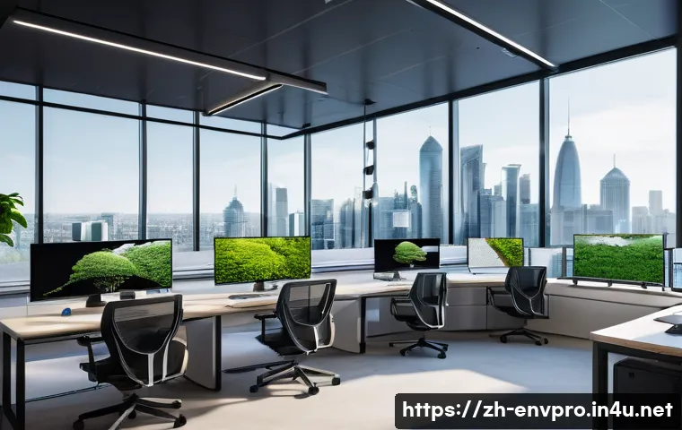 환경보호 직무와 프로젝트 관리 - A detailed scene of an urban environmental project management office, showcasing a diverse team of p...