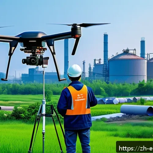 환경보호 직무 중점 과목 - A detailed modern environmental monitoring scene showing a professional technician operating a high-...