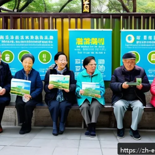 환경보호 관련 정부 지원 사업 - A modern Chinese urban community center hosting a green lifestyle workshop, with diverse middle-aged...