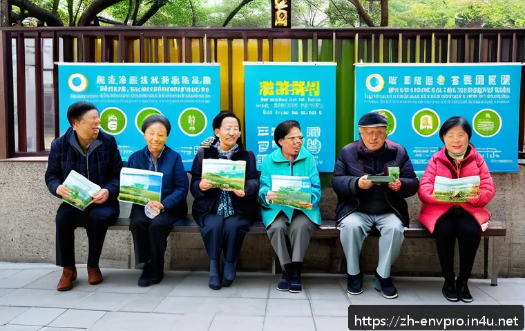 환경보호 관련 정부 지원 사업 - A modern Chinese urban community center hosting a green lifestyle workshop, with diverse middle-aged...