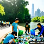 환경보호 관련 동아리 활동 소개 - Photorealistic documentary-style scene of a diverse university environmental protection club conduct...